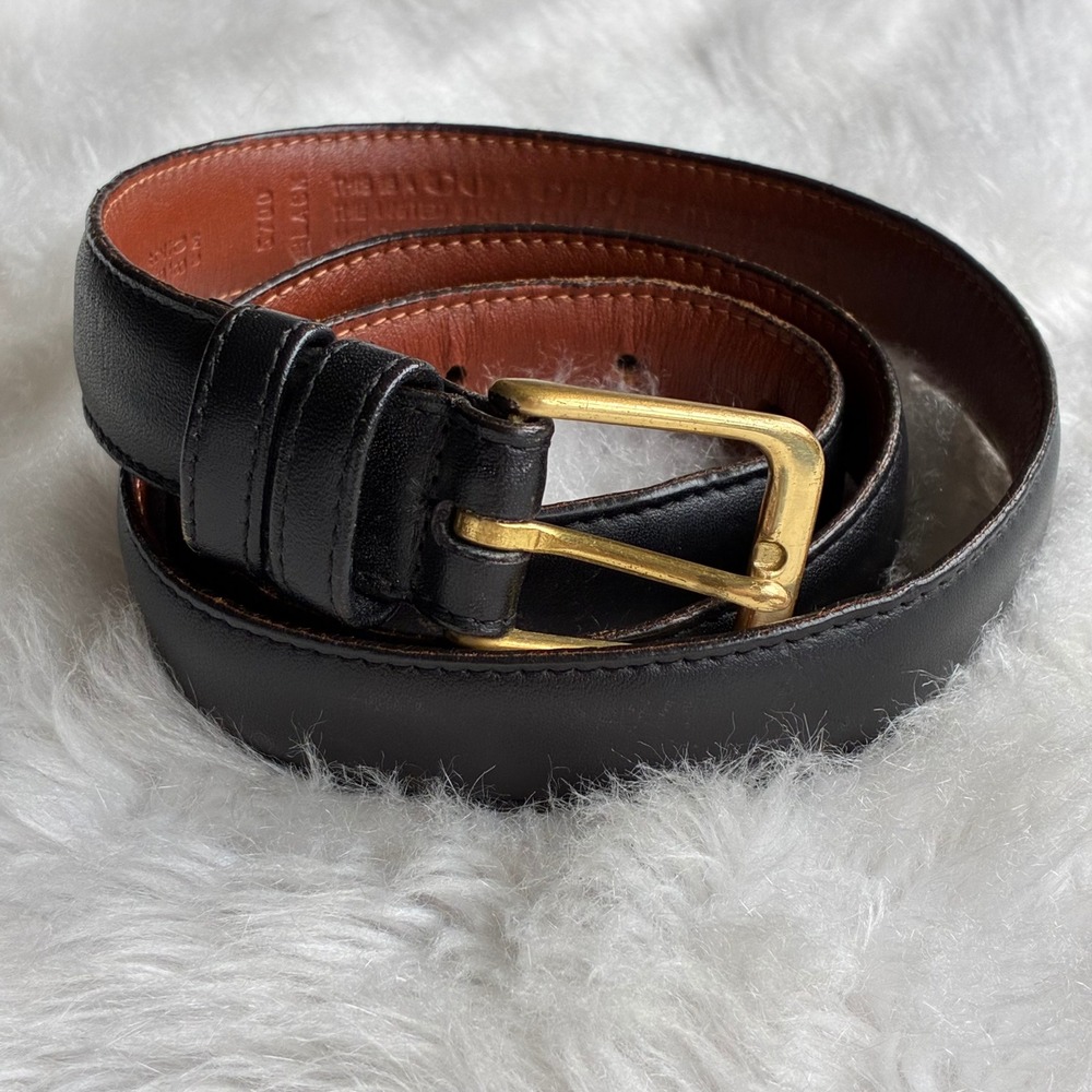 Coach Mens Belt 32 Black Burnished Cowhide Solid Brass Buckle USA Made 5700